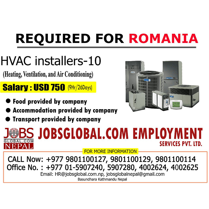 Romania Requirements-:HVAC installers