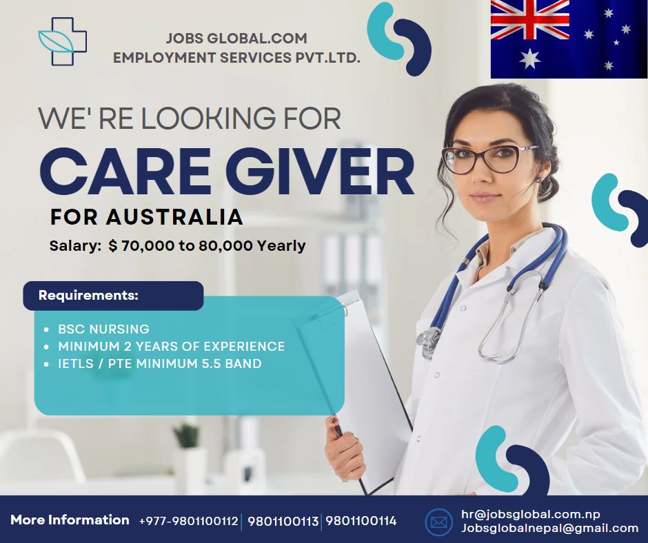 Nepal Opportunity in JobsGlobal.Com Employment NEPAL - Care Giver job in Australia