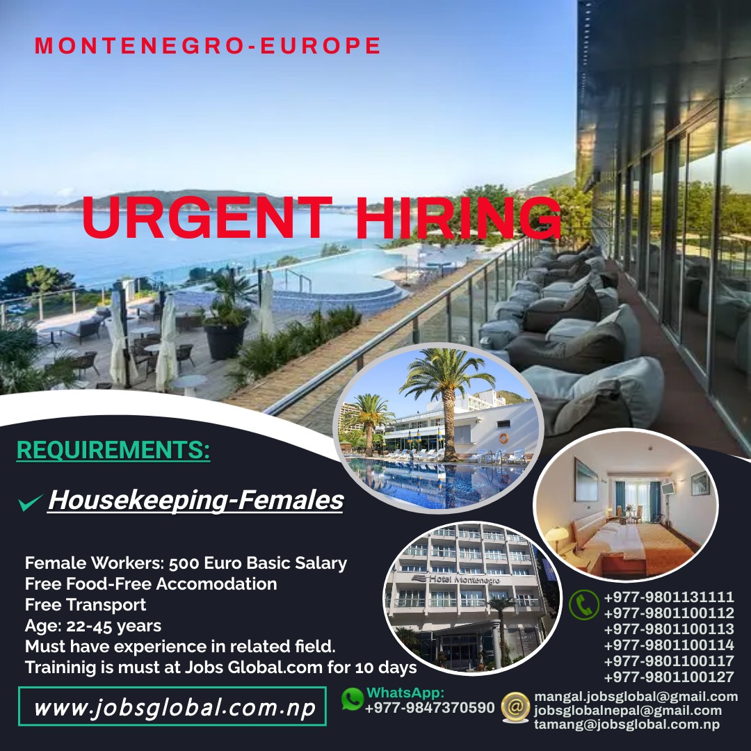 Nepal Recruitment Opportunity in JobsGlobal.Com Employment NEPAL - HouseKeeping job in Montenegro