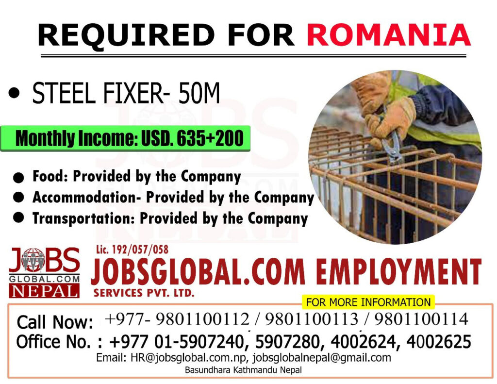 Jobs Global.com Emploment - Romania Requirements-:Steel Fixer