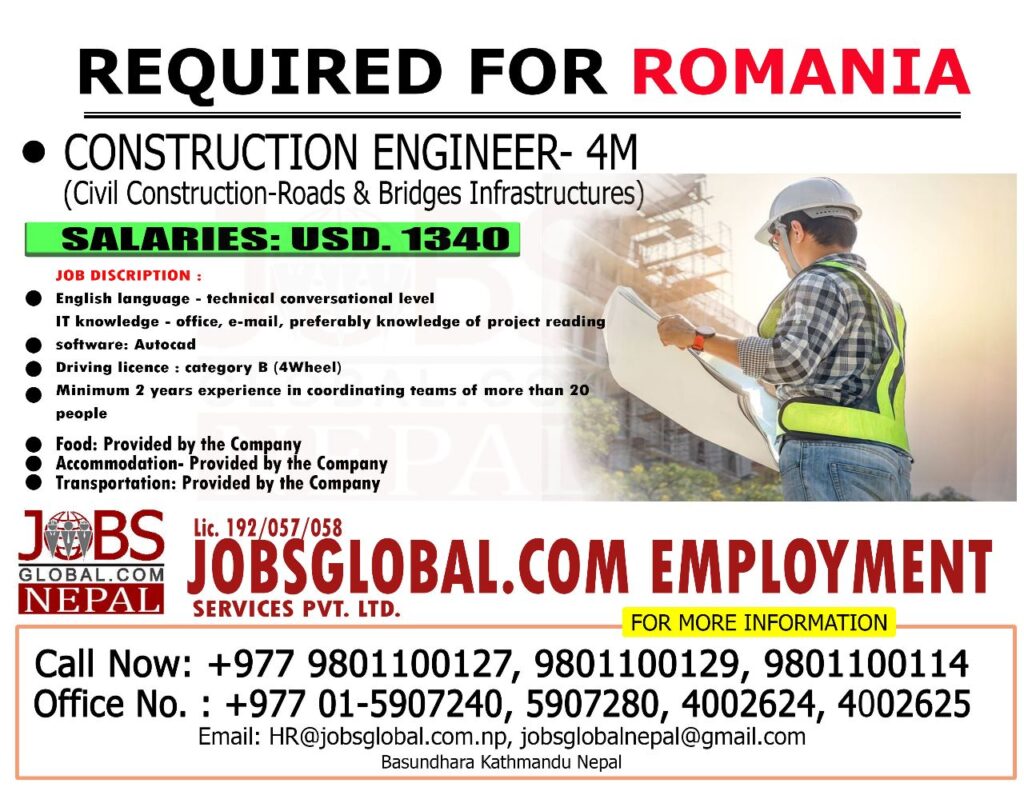Jobs Global.com Emploment - Romania Requirements-:Construction