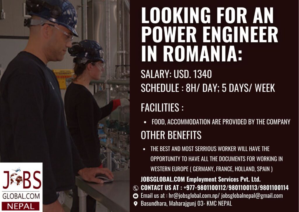 Power Engineer Job Demand Romania, New Job Vacancy in Romania Demand for Power Engineer