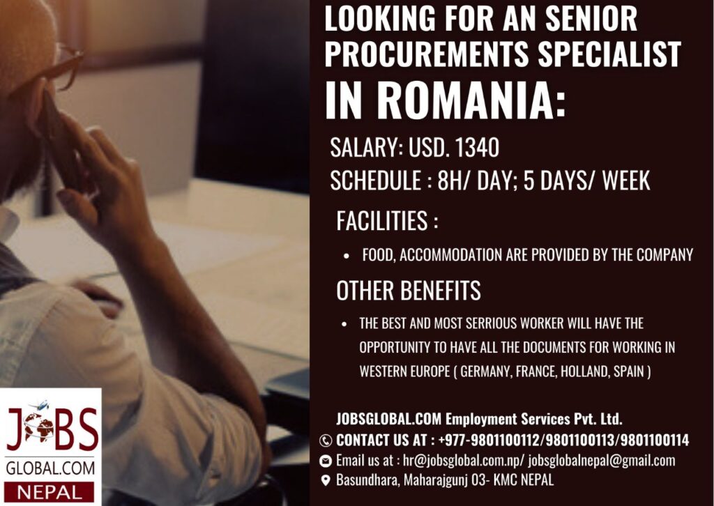 Procurement Specialist Job Demand Romania, New Job Vacancy in Romania Demand for Procurement Specialist