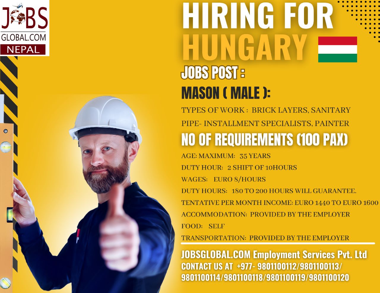 Job Demand From Hungary, Job Vacancy for Hungary Requirements-:Mason