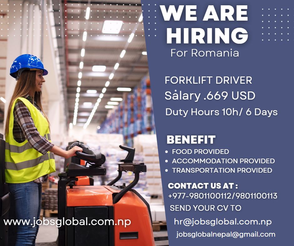 Forklift Driver Job Demand Romania, New Job Vacancy in Romania Demand for Forklift Driver