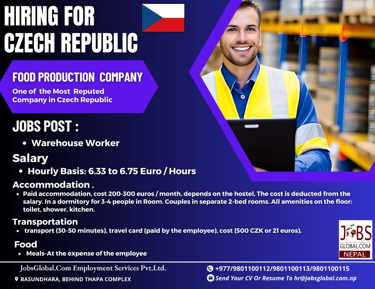 Job Demand From Czech Republic, Job Vacancy for Czech Republic Demand for Warehouse Worker