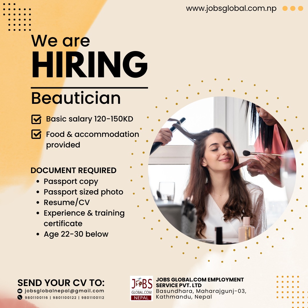 Beautician Job Demand, New Job Vacancy for Beautician Various Position